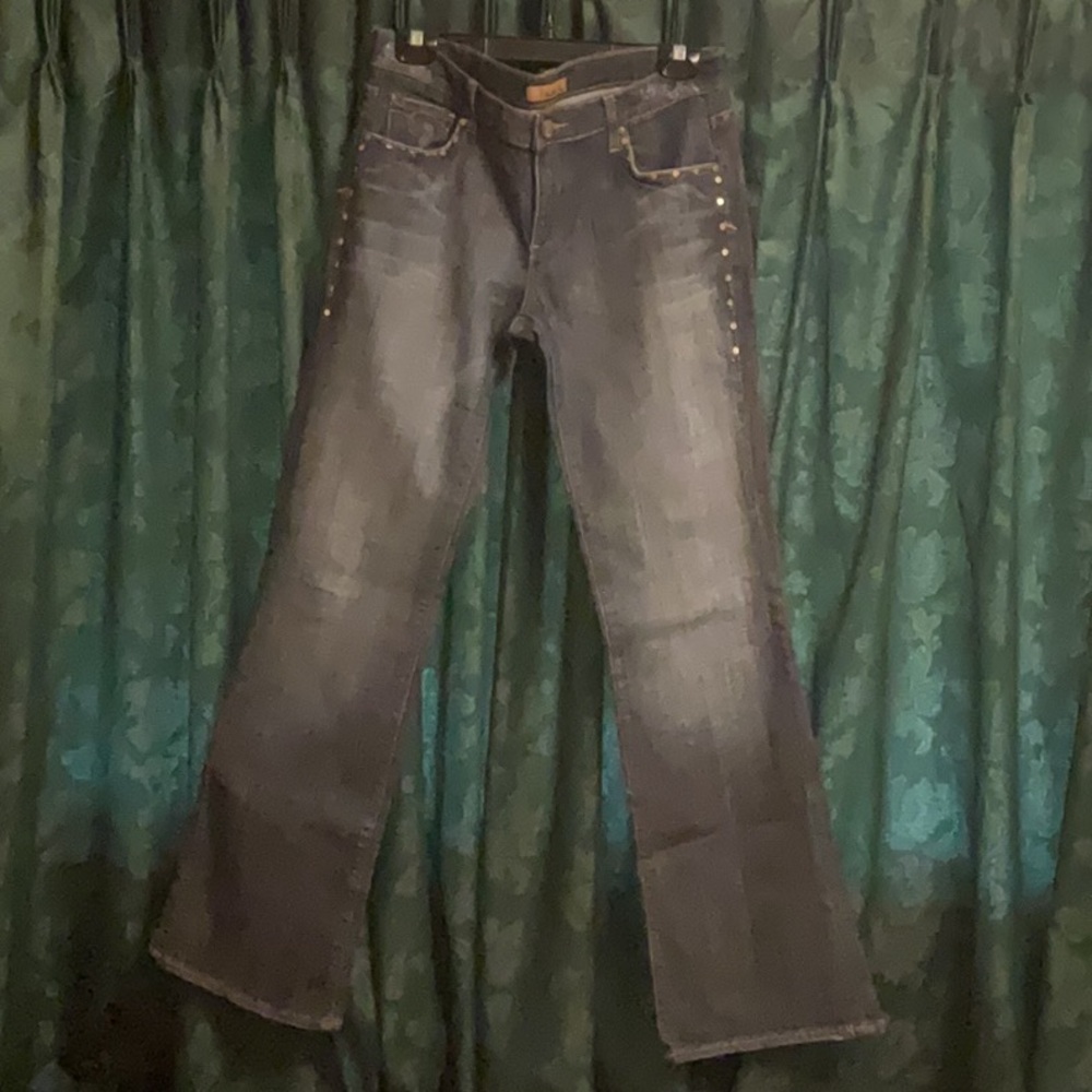 See Thru Soul High Rise Black Jeans with Sequin and Beads Trim 30